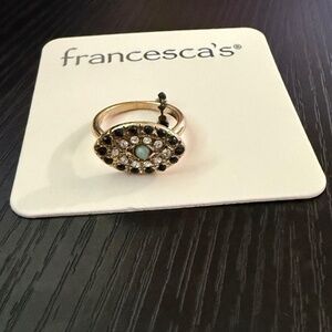 Francescas gold tone evil eye with rhinestones Ring size 7